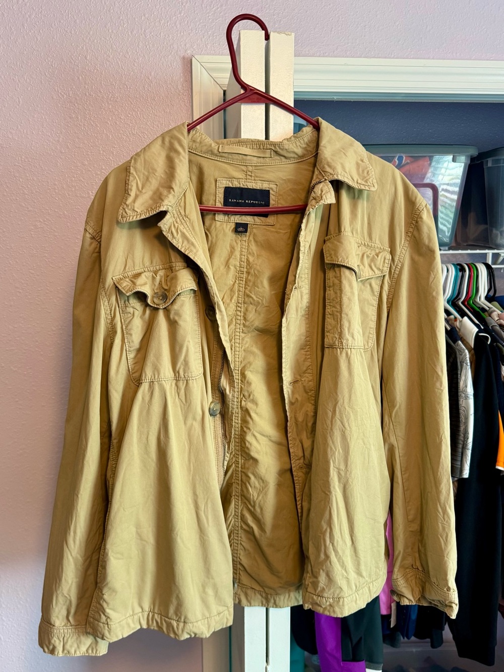 Banana Republic Safari Field Jacket Mens L Khaki khaki 100% Cotton Macau Utility
